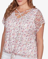 Hearts Of Palm Plus Size Printed Oval Textured Knit Top