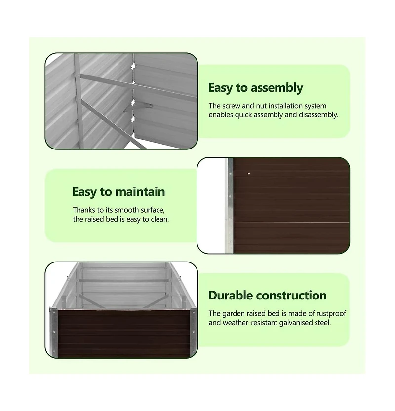 Garden Raised Bed Brown 94.5"x31.5"x17.7" Galvanized Steel