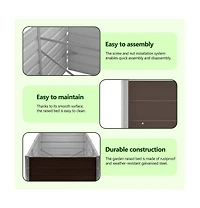 Garden Raised Bed Galvanized Steel 94.5"x15.7"x30.3" Brown