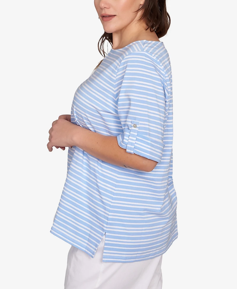 Ruby Rd. Plus Size Variegated Stripe Knit Top