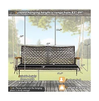 2-Person Rattan Hanging Porch Swing Chair