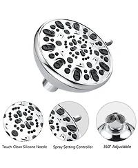 Rainsken Bar Combo Rain Showerhead, Drill-Free Stainless Steel Slide, 7-Setting Hand, Dual Shower Head Spa System