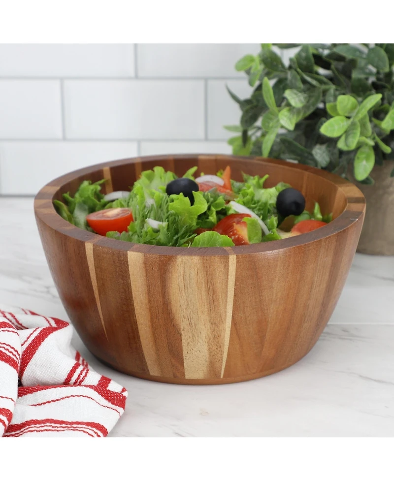 MegaChef 2 Piece 8.5 Inch Acacia Wood Salad Bowl Set
