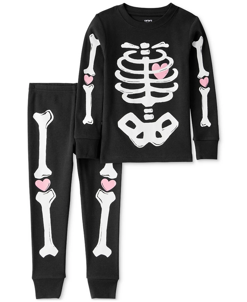 Carter's Baby Girls 2-Pc. Glow The Dark Skeleton Pajama Set