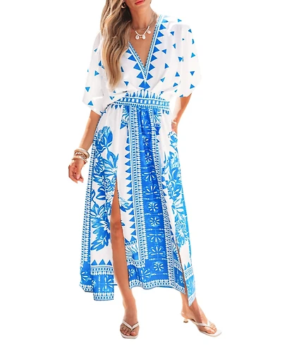 Cupshe Women's Riviera Stroll Ornate Maxi Beach Dress