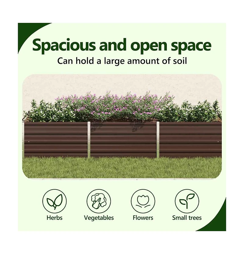 Garden Raised Bed Galvanized Steel 94.5"x15.7"x17.7