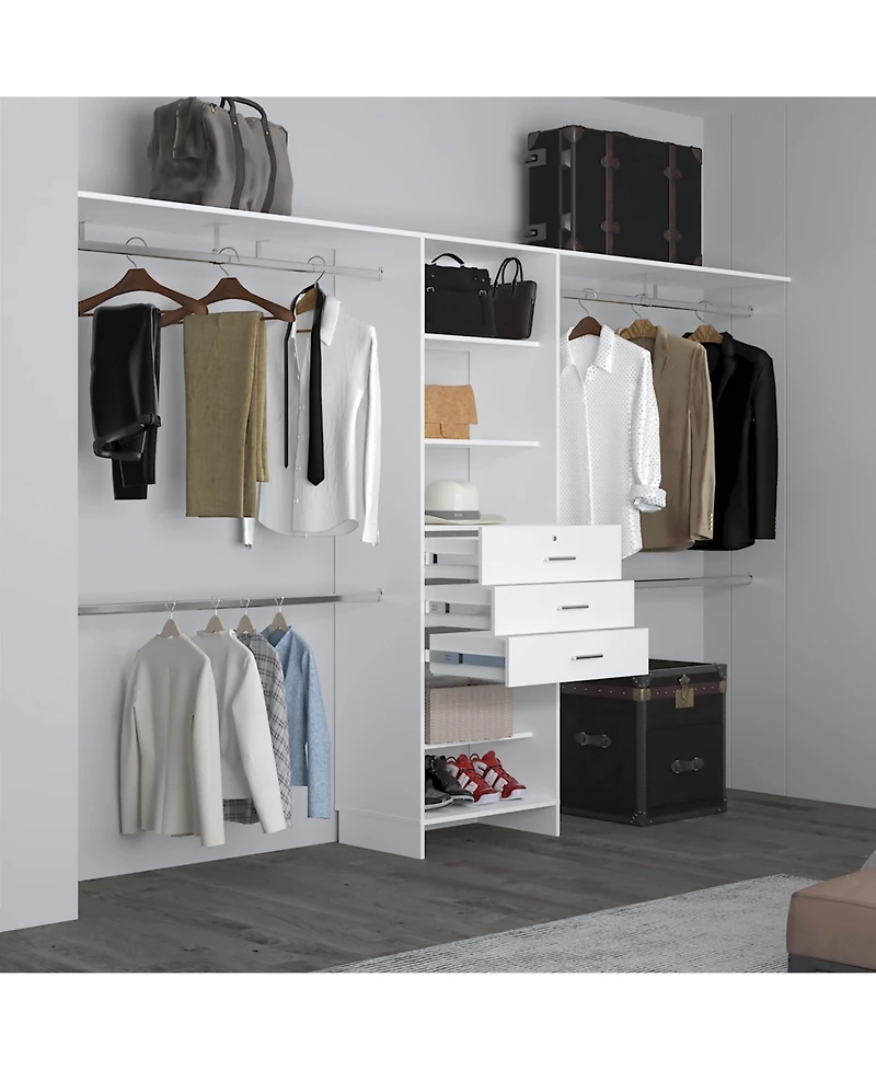 Salina Closet System, 3 Drawers, 5 Shelves, White