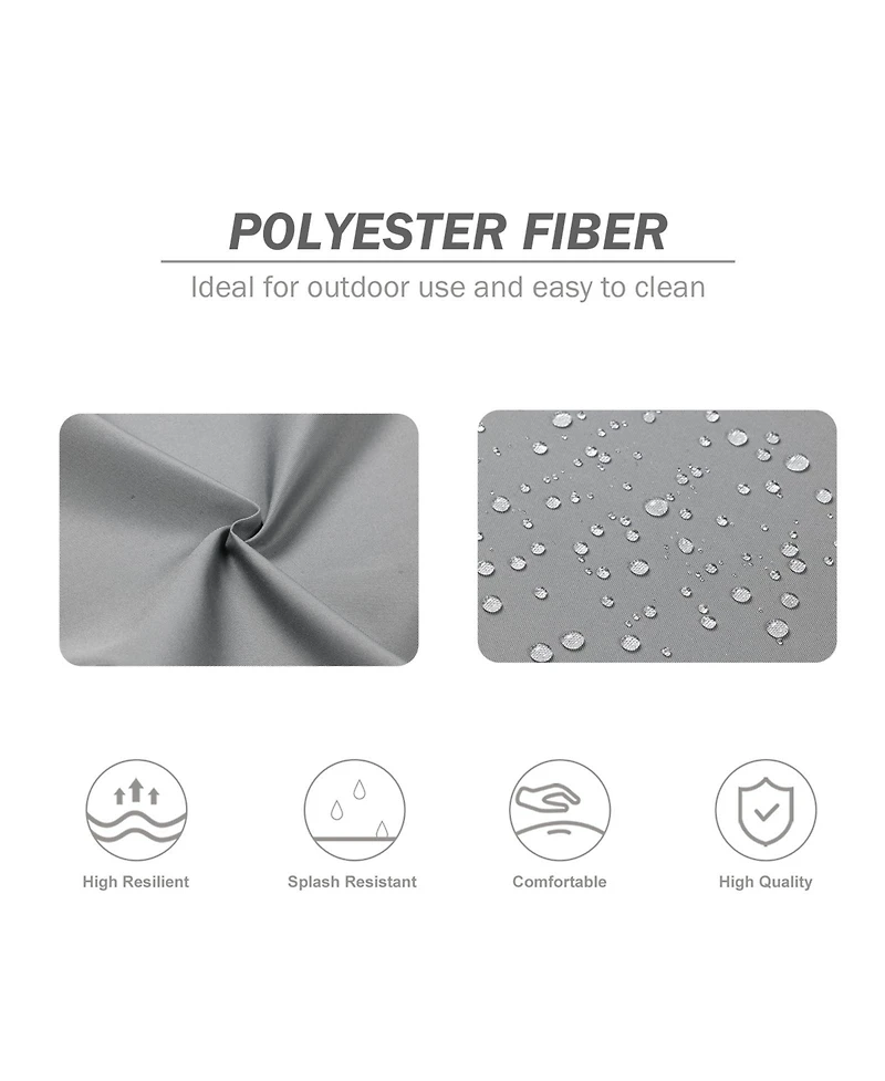 Aoodor 2Pcs Outdoor High Back Dining Chair Cushion Set, Fade and Water Resistant Polyester Fabric Cover with Ties and Zipper, 20'' × 37''