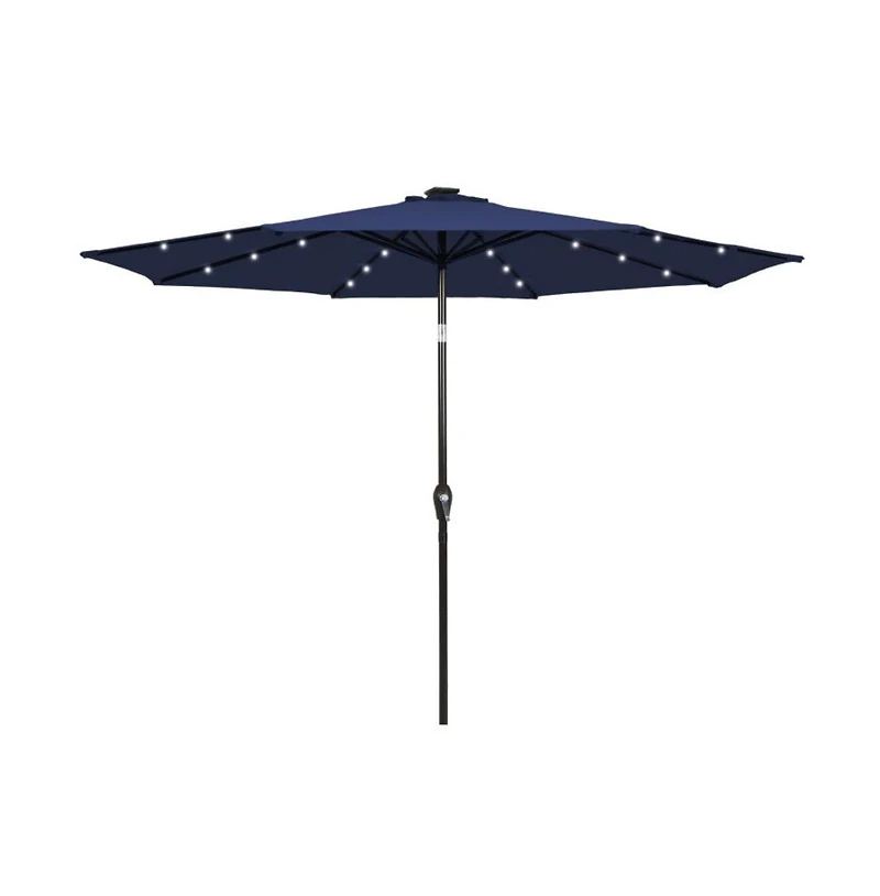 9 Feet Solar Led Lighted Patio Market Umbrella with Tilt Adjustment without Base