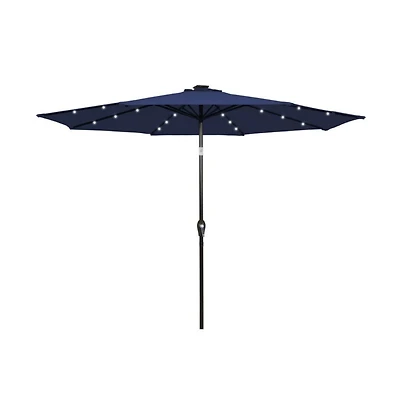 9 Feet Solar Led Lighted Patio Market Umbrella with Tilt Adjustment without Base