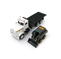Ertl 1/64 John Deere Peterbilt Flatbed Truck With 320E Skid Steer Skidloader