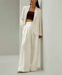 Lilysilk Women's Front-Pleated Silk-Linen Blend Trousers