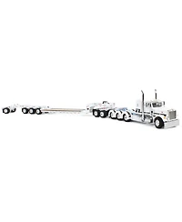 First Gear Dcp 1/64 Peterbilt 379 Tri-Axle Flat Top with Fontaine Magnitude Tri-Axle Lowboy Trailer with Booster & Stinger 60