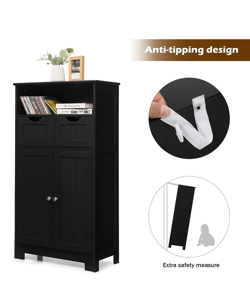 Bathroom Wooden Side Cabinet with 2 Drawers and Doors