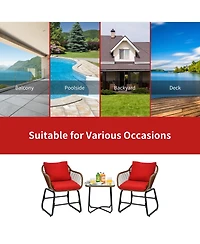 Gymax 3 Piece Patio Conversation Furniture Set Outdoor Bistro Set With Cushions