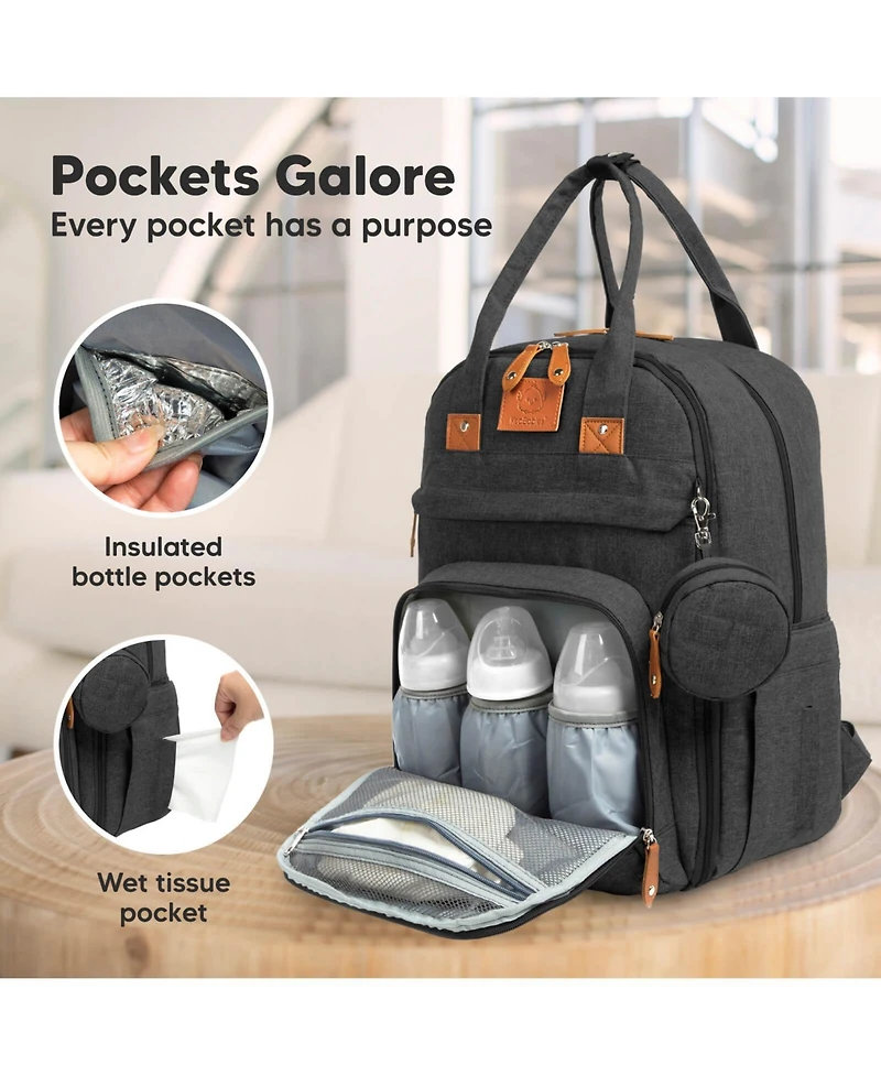 KeaBabies Rove Diaper Bag with Changing Pad, Waterproof Baby Bag, Travel