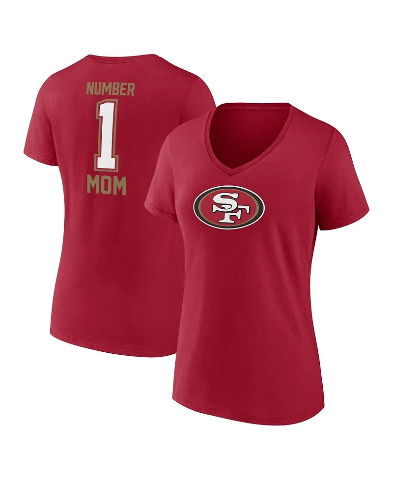 Fanatics Women's Scarlet San Francisco 49ers Plus Size Mother's Day 1 Mom V-Neck T-Shirt