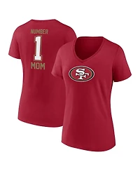 Fanatics Women's Scarlet San Francisco 49ers Plus Size Mother's Day 1 Mom V-Neck T-Shirt