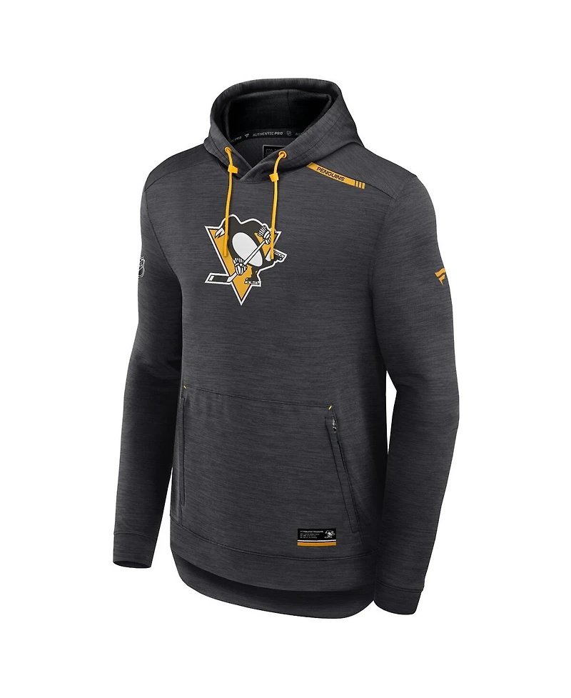 Fanatics Men's Heather Charcoal Pittsburgh Penguins Authentic Pro Tech Pullover Hoodie