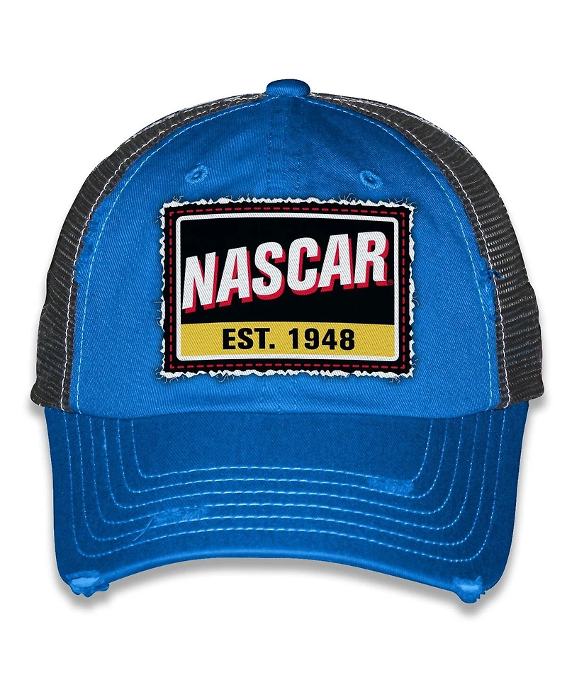 Checkered Flag Sports Men's and Women's Blue Nascar Vintage Patch Trucker Adjustable Hat
