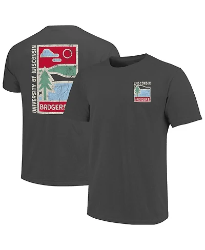 Image One Men's Graphite Wisconsin Badgers Comfort Colors Minimal Vista Distressed Graphics T-Shirt