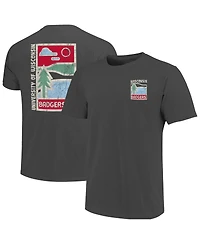 Image One Men's Graphite Wisconsin Badgers Comfort Colors Minimal Vista Distressed Graphics T-Shirt