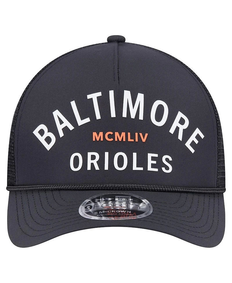 New Era Men's Black Baltimore Orioles Minimalist 9FORTY A-Frame Adjustable Hat