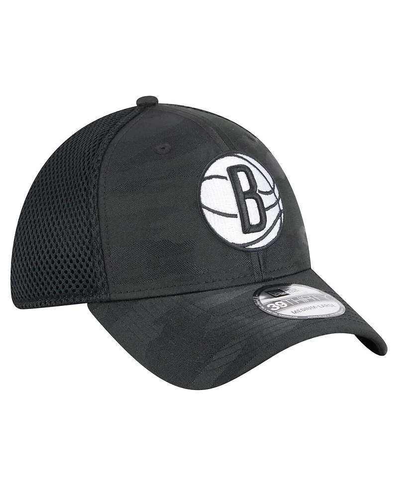 New Era Men's Black Brooklyn Nets Subtle Camo 39THIRTY Flex Hat