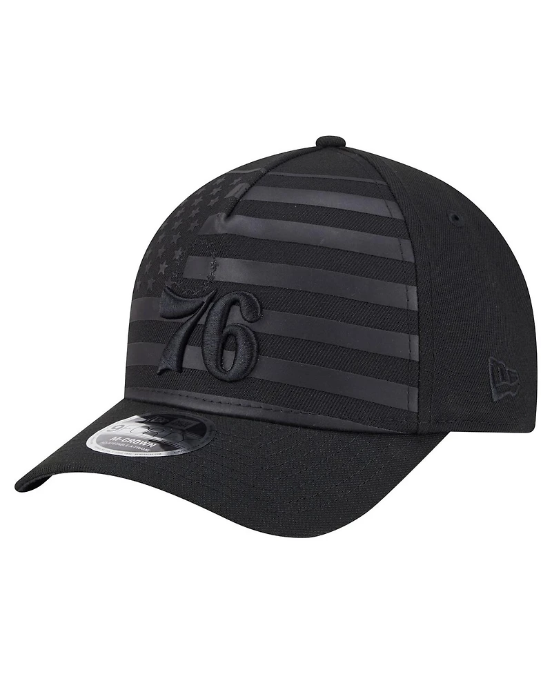 New Era Men's Black Philadelphia 76ers Game Day Flag A-Frame 9FORTY Adjustable Hat