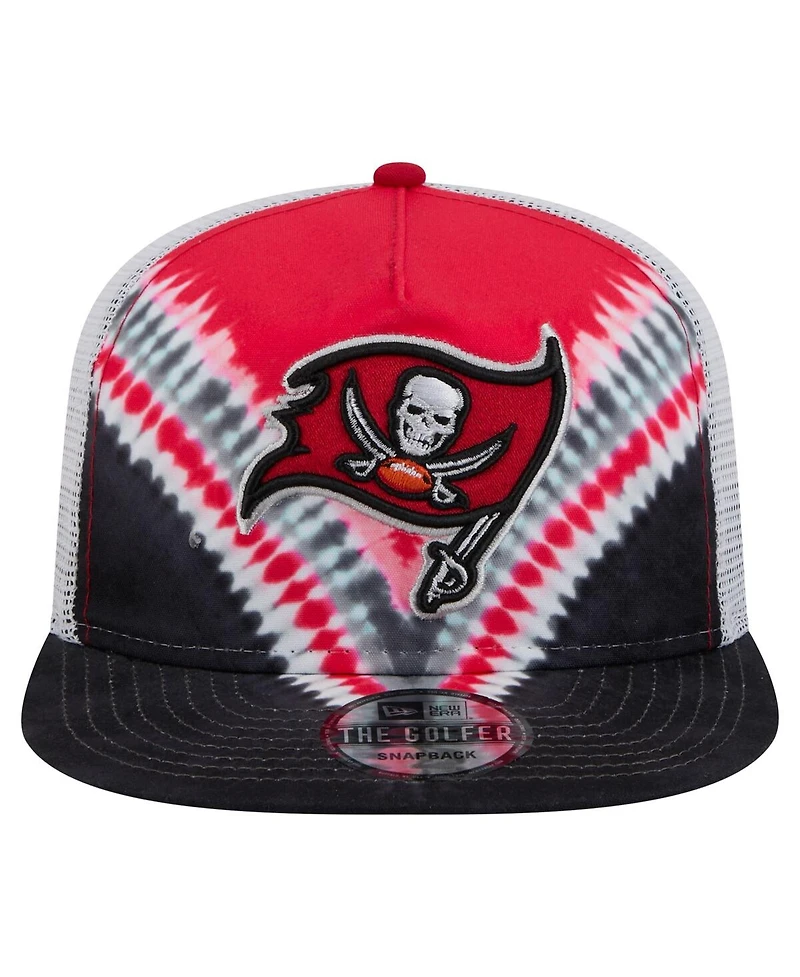 New Era Men's Red/Black Tampa Bay Buccaneers Throwback Dye Golfer Snapback Hat