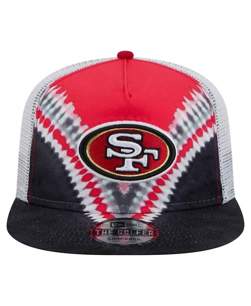 New Era Men's Scarlet/Black San Francisco 49ers Throwback Dye Golfer Snapback Hat