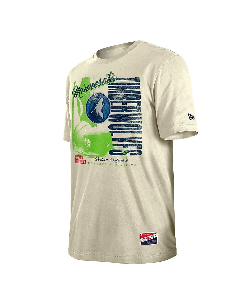 New Era Men's Cream Minnesota Timberwolves Distressed Throwback Vintage Color Pack T-Shirt
