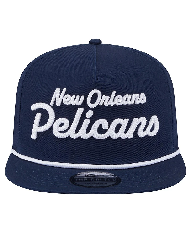New Era Men's Navy New Orleans Pelicans Team Text Golfer Snapback Hat