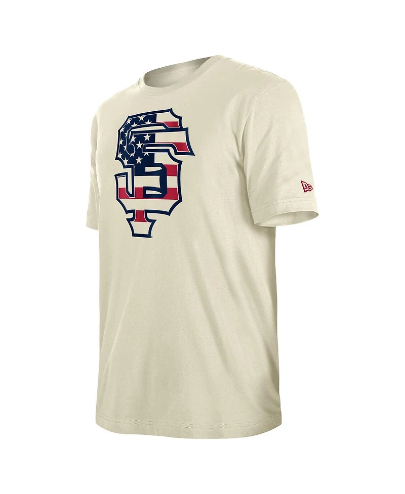 New Era Men's Cream San Francisco Giants Americana Flag Fill T-Shirt