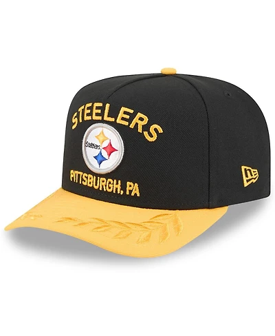 New Era Big Boys and Girls Black/Gold Pittsburgh Steelers 2025 Nfl Draft A-Frame 9FIFTY Snapback Hat