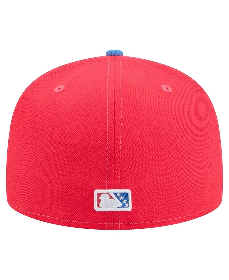 New Era Men's Red/Light Blue Fayetteville Woodpeckers Copa de la Diversion 59FIFTY Fitted Hat