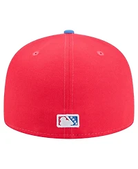 New Era Men's Red/Light Blue Fayetteville Woodpeckers Copa de la Diversion 59FIFTY Fitted Hat