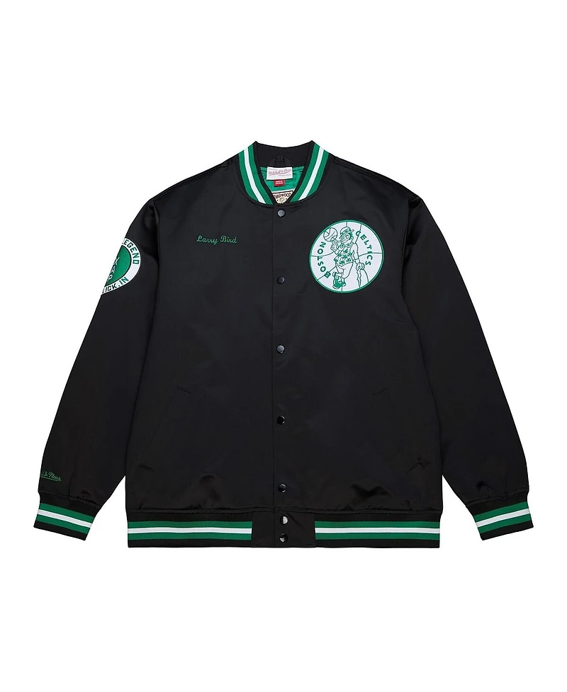 Mitchell & Ness Men's Black Larry Bird Boston Celtics Nba Legends Full-Snap Satin Jacket
