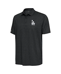 Antigua Men's Black Los Angeles Dodgers Blooming Polo Shirt