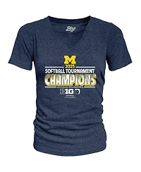 Blue 84 Women's Navy Michigan Wolverines 2025 Big Ten Softball Conference Tournament Champions Locker Room V-Neck T-Shirt