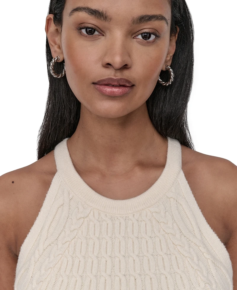 Dkny Jeans Women's Cable Knit Sleeveless Halter Top