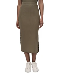 Dkny Jeans Women's Side Logo Ribbed Midi Skirt