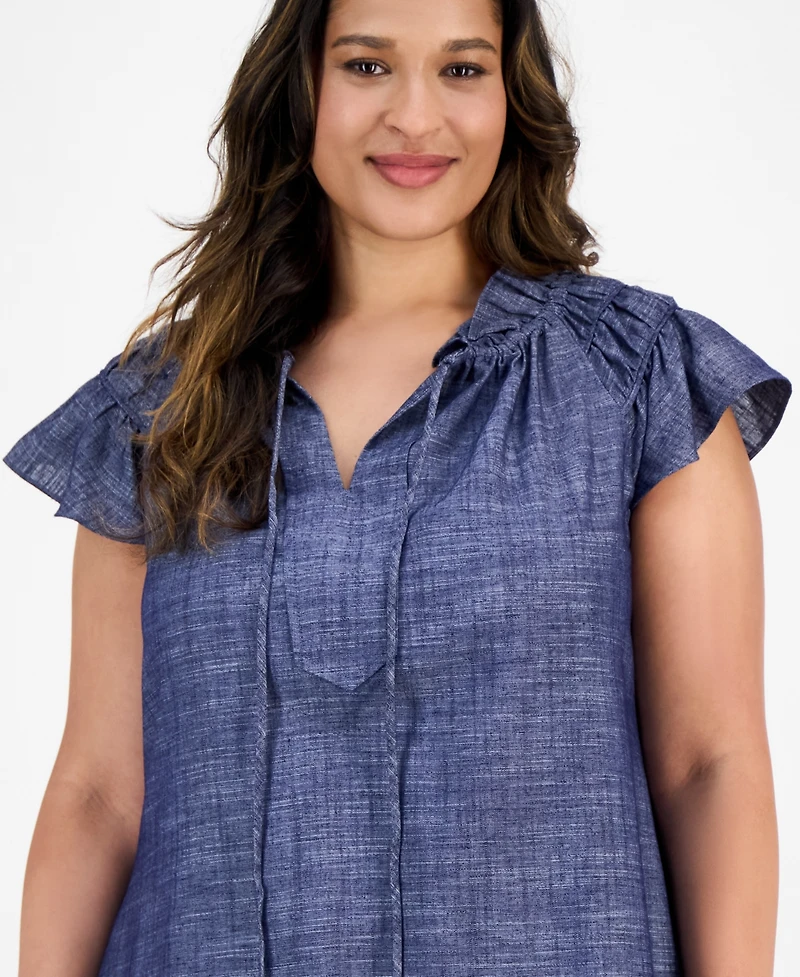 Robbie Bee Plus Denim Shift Dress