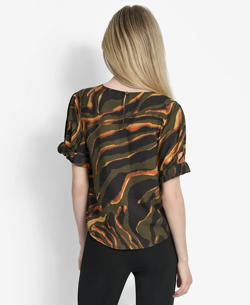Dkny Women's Printed Voile Short-Sleeve Blouse