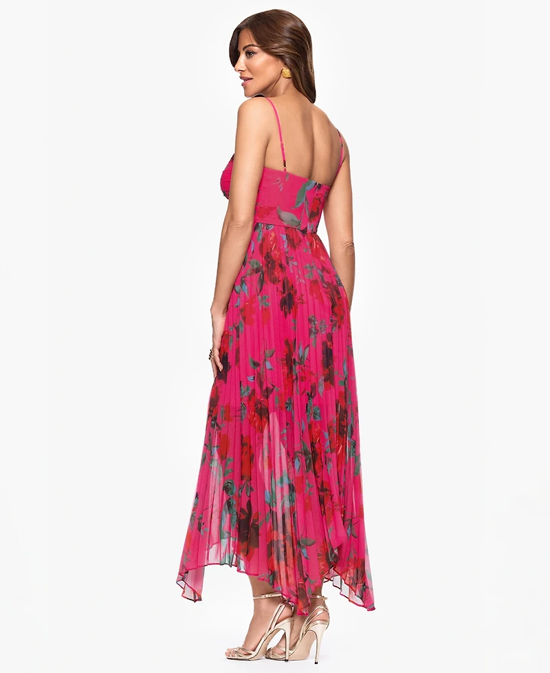 Xscape Women's Printed Sweetheart Spaghetti-Strap Dress
