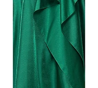 Xscape Women's Metallic Draped One-Shoulder Gown