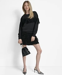 L/S Studded Fringe Pullo
