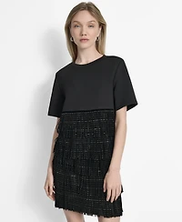 Dkny Women's Studded-Fringe Crewneck T-Shirt