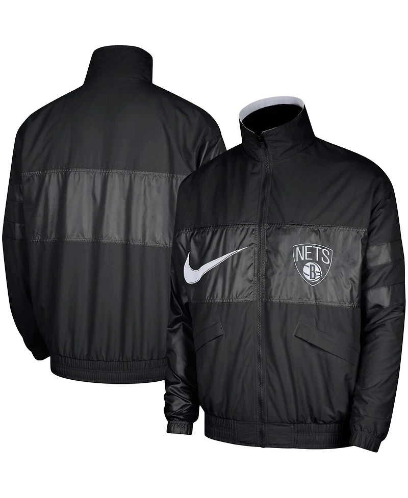 Nike Men's Black Brooklyn Nets Courtside Versus Capsule Full-Zip Jacket
