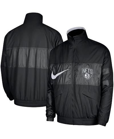 Nike Men's Black Brooklyn Nets Courtside Versus Capsule Full-Zip Jacket